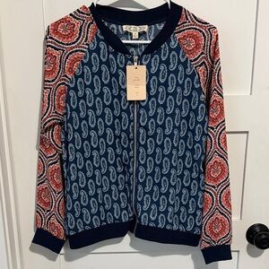 Pink Rose Colorful Lightweight Paisley Jacket New with Tags